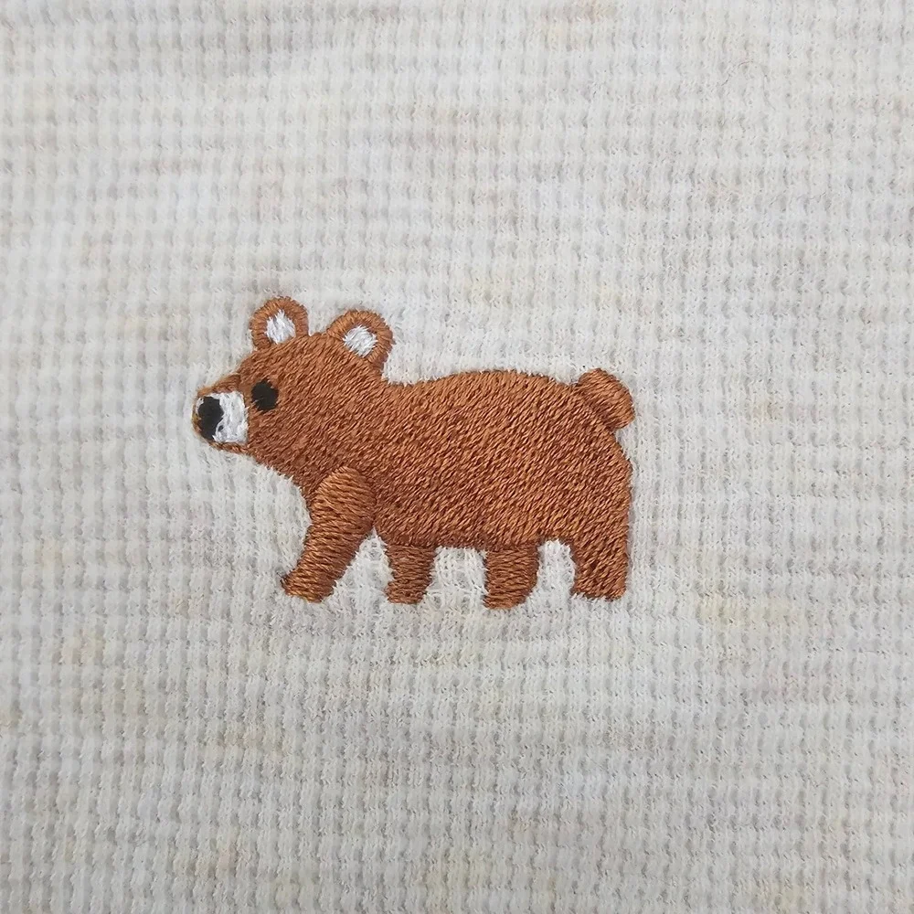 Little Me Baby 9M Waffle Knit Long Sleeve Bear Bodysuit Oatmeal‎ Heather